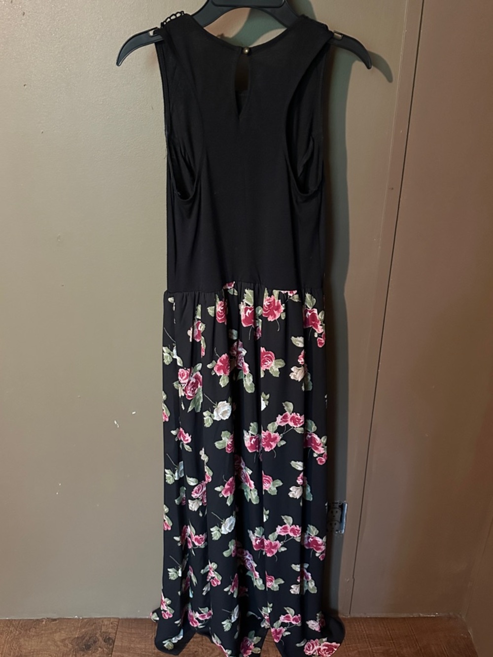 Xhilaration Black Maxi Dress with Pink and Cream Floral - Picture 4 of 4